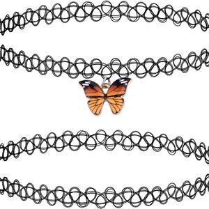 Tattoo Choker Necklace Plastic 18 Inches Stretchy 90s Y2K Womens Accessory
